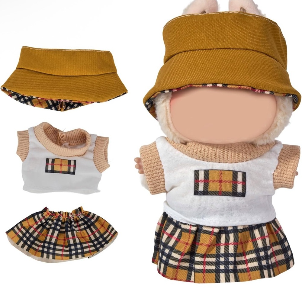 Plaid Skirt and Top Set labubu clothes outfit